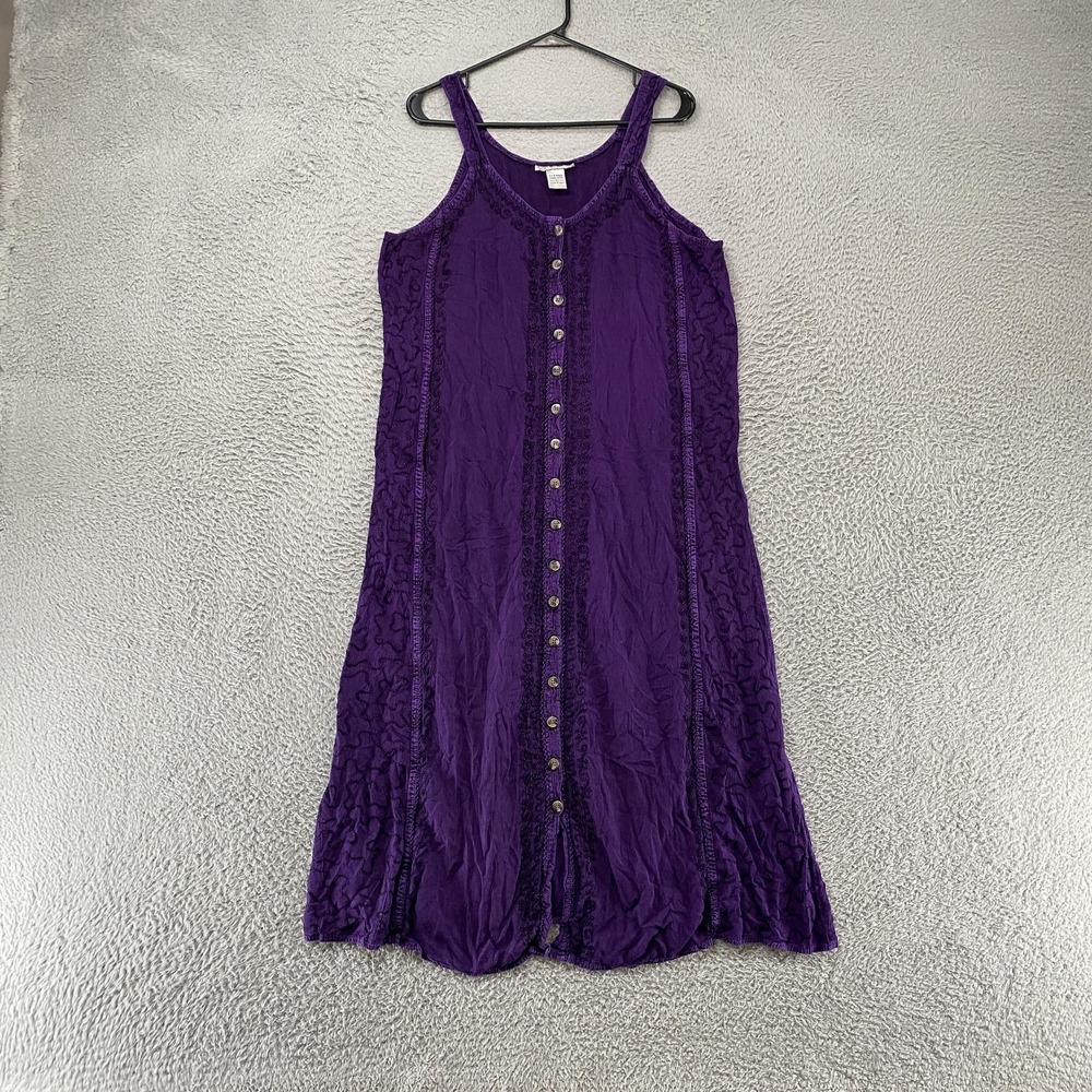Cute Options‎ Midi Dress Womens Free Size Purple Embroidered Boho Fairy Renfaire